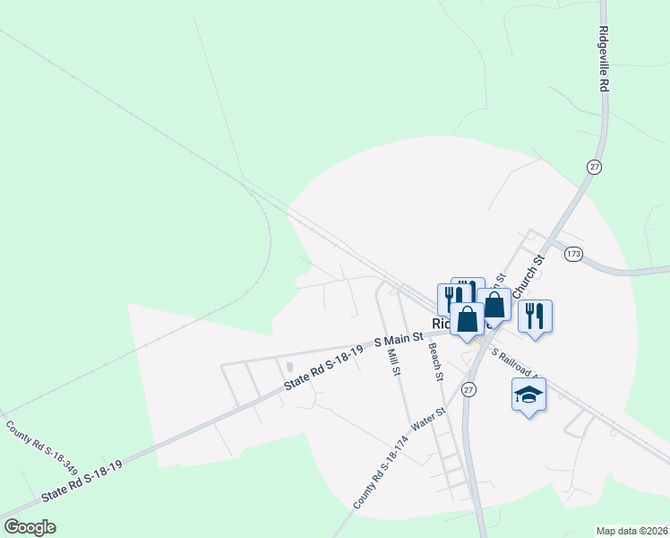 map of restaurants, bars, coffee shops, grocery stores, and more near 113 Kay Street in Ridgeville