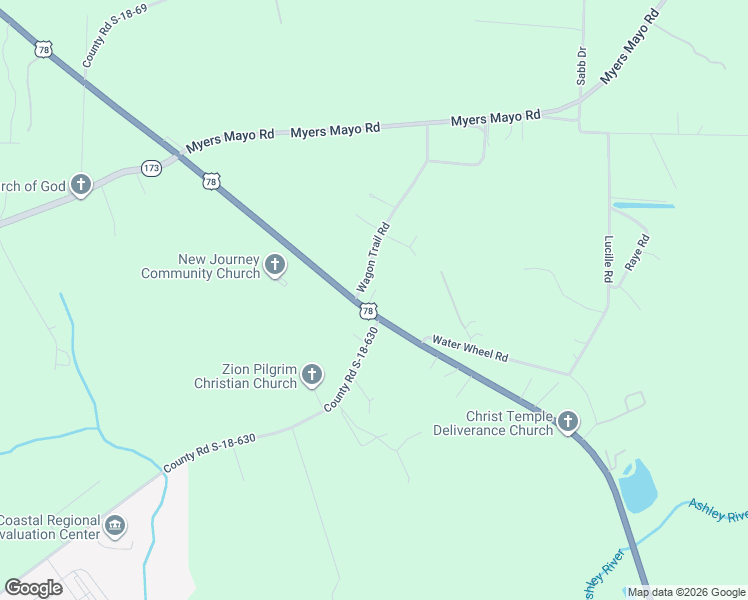 map of restaurants, bars, coffee shops, grocery stores, and more near 432 U.S. 78 in Ridgeville
