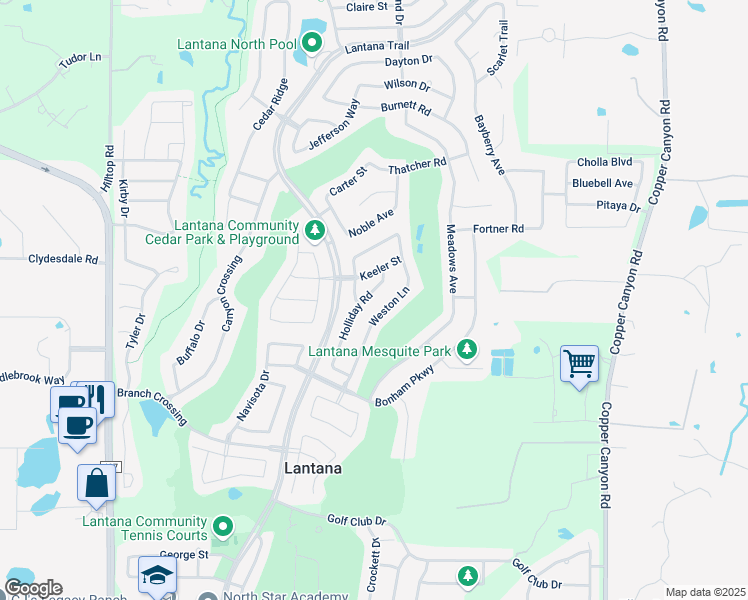 map of restaurants, bars, coffee shops, grocery stores, and more near 8250 Holliday Road in Lantana