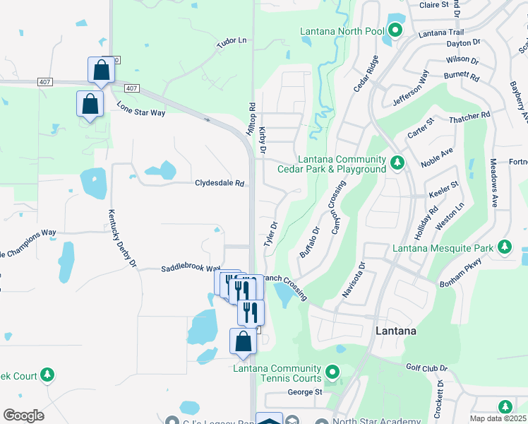 map of restaurants, bars, coffee shops, grocery stores, and more near 371 Granger Circle in Argyle