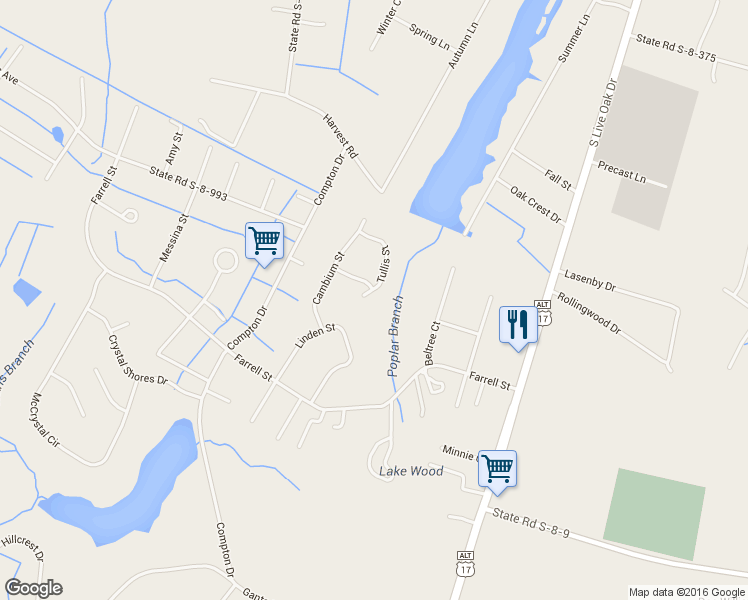 map of restaurants, bars, coffee shops, grocery stores, and more near 251 Tullis Street in Moncks Corner