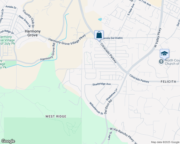map of restaurants, bars, coffee shops, grocery stores, and more near 2438 Bobcat Glen in Escondido