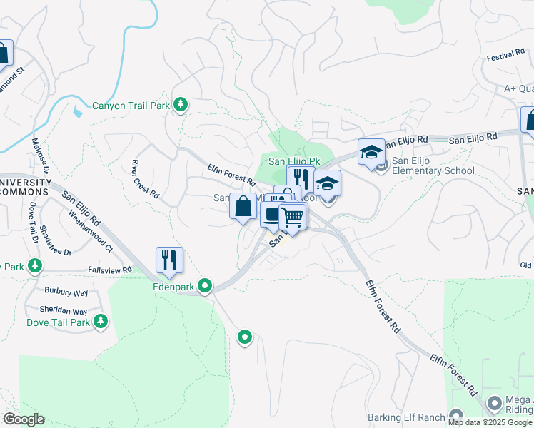 map of restaurants, bars, coffee shops, grocery stores, and more near 1607 Avery Road in San Marcos