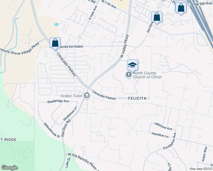 map of restaurants, bars, coffee shops, grocery stores, and more near 2010 Palsero Avenue in Escondido