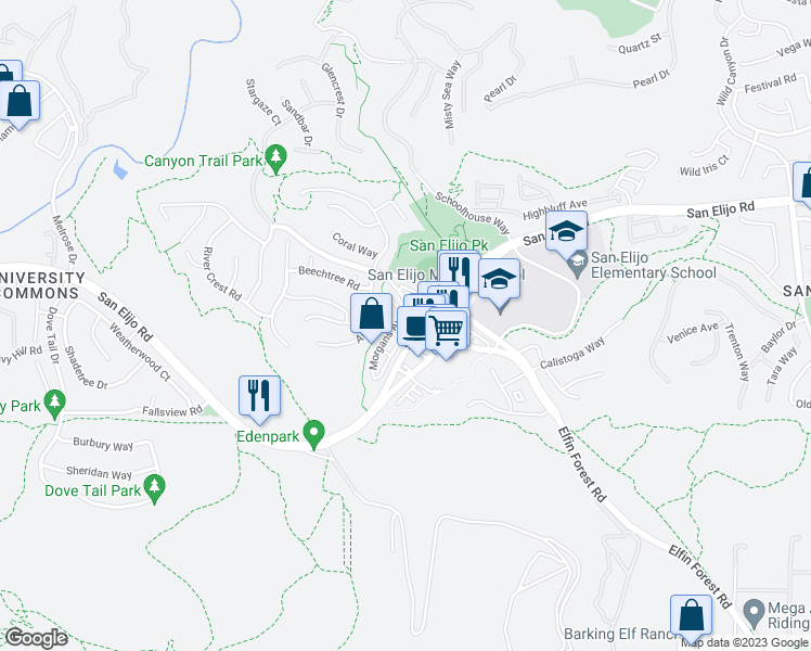 map of restaurants, bars, coffee shops, grocery stores, and more near 1607 Avery Road in San Marcos