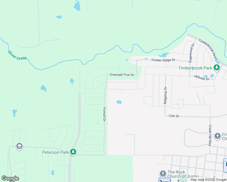 map of restaurants, bars, coffee shops, grocery stores, and more near 1327 Valley Drive in Justin