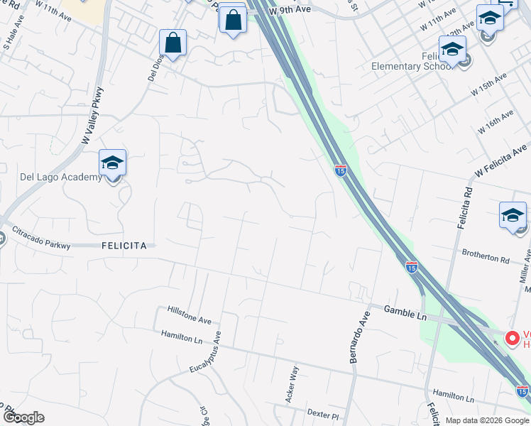 map of restaurants, bars, coffee shops, grocery stores, and more near 1408 Golden Crest Drive in Escondido
