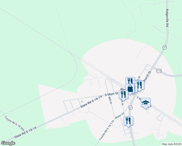 map of restaurants, bars, coffee shops, grocery stores, and more near 113 Kay Street in Ridgeville