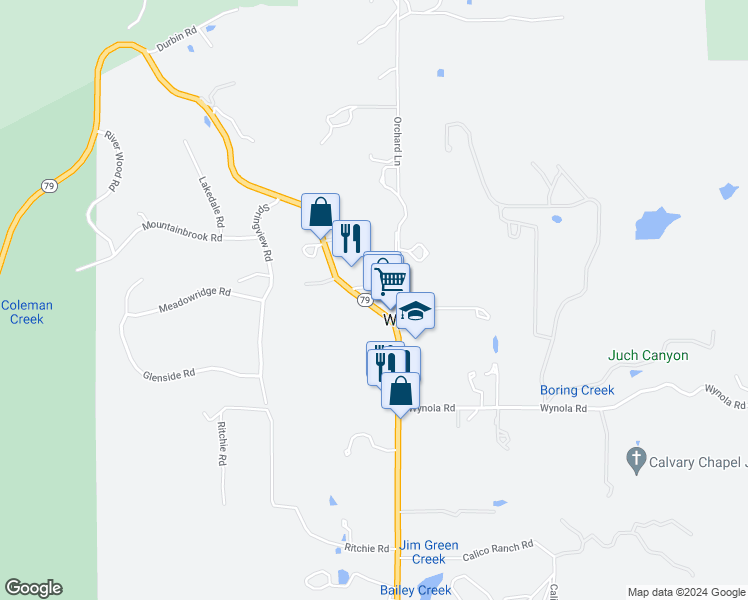 map of restaurants, bars, coffee shops, grocery stores, and more near in Julian