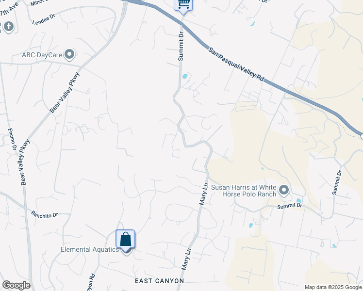 map of restaurants, bars, coffee shops, grocery stores, and more near 2412 Briarwood Court in Escondido
