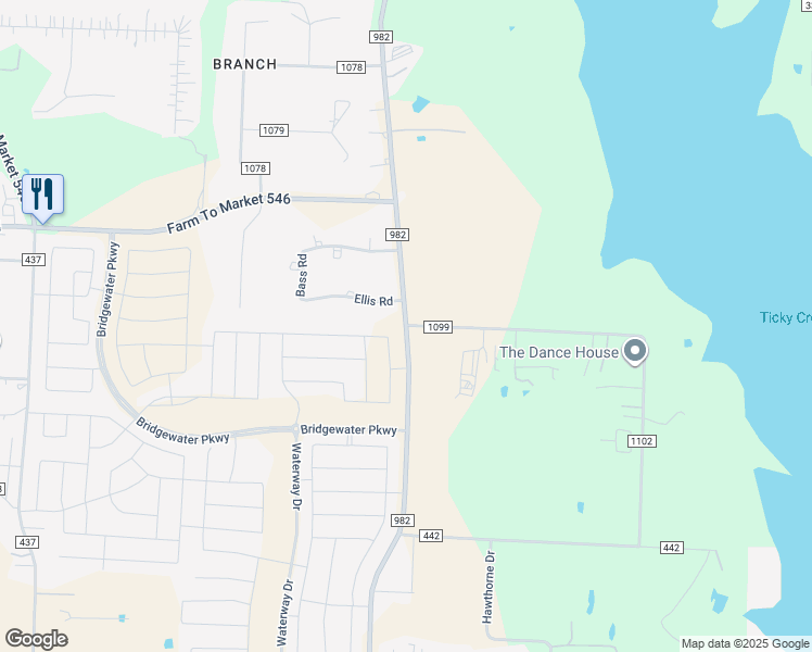 map of restaurants, bars, coffee shops, grocery stores, and more near 5550 Farm to Market Road 982 in Princeton