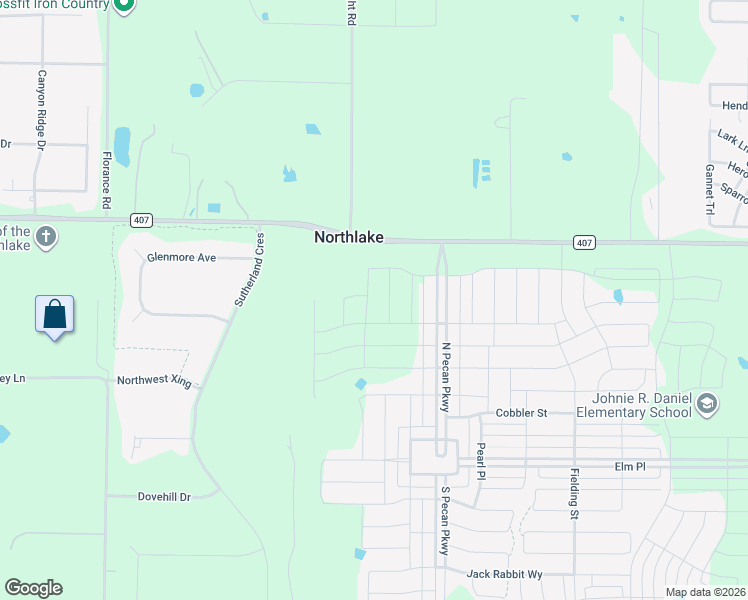 map of restaurants, bars, coffee shops, grocery stores, and more near 301 Short Cut Street in Northlake