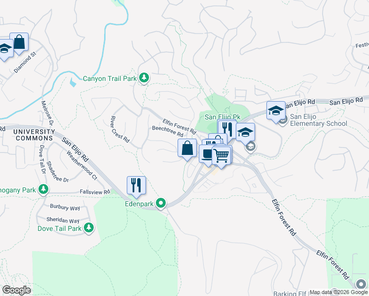 map of restaurants, bars, coffee shops, grocery stores, and more near 1645 Archer Road in San Marcos