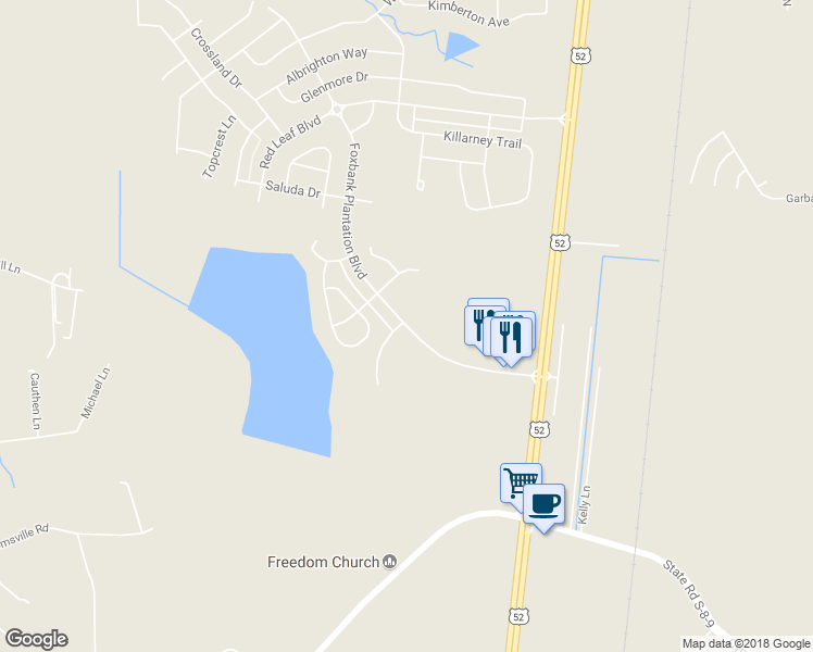 map of restaurants, bars, coffee shops, grocery stores, and more near 206 Foxbank Plantation Boulevard in Moncks Corner