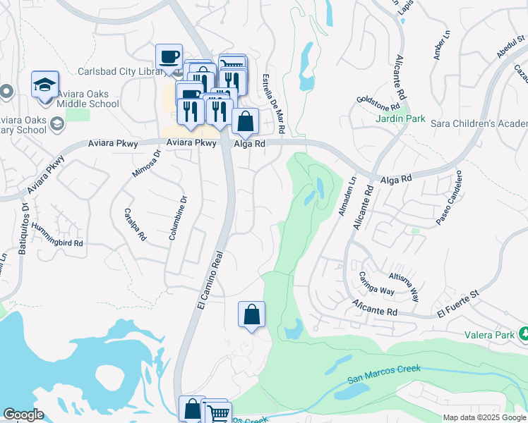 map of restaurants, bars, coffee shops, grocery stores, and more near 2017 Caracol Court in Carlsbad