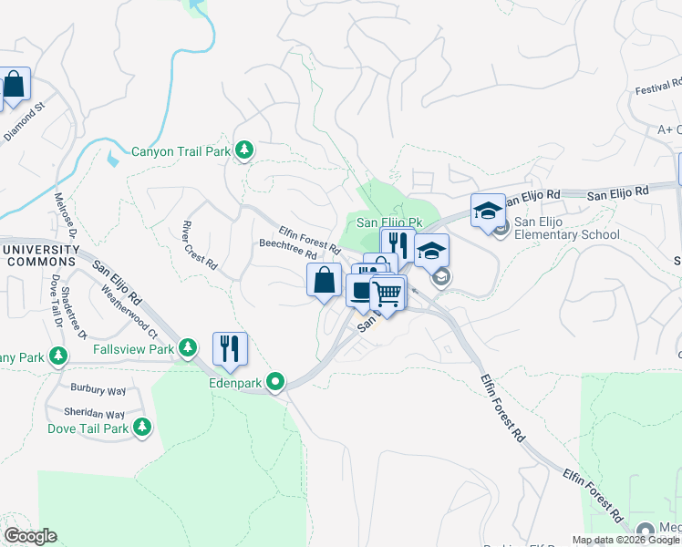 map of restaurants, bars, coffee shops, grocery stores, and more near 1645 Archer Road in San Marcos