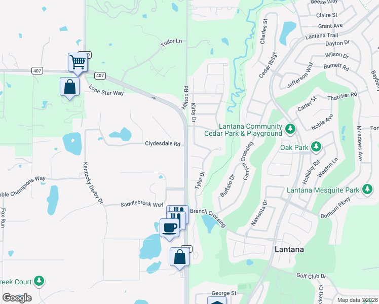 map of restaurants, bars, coffee shops, grocery stores, and more near 390 Conroe Circle in Argyle