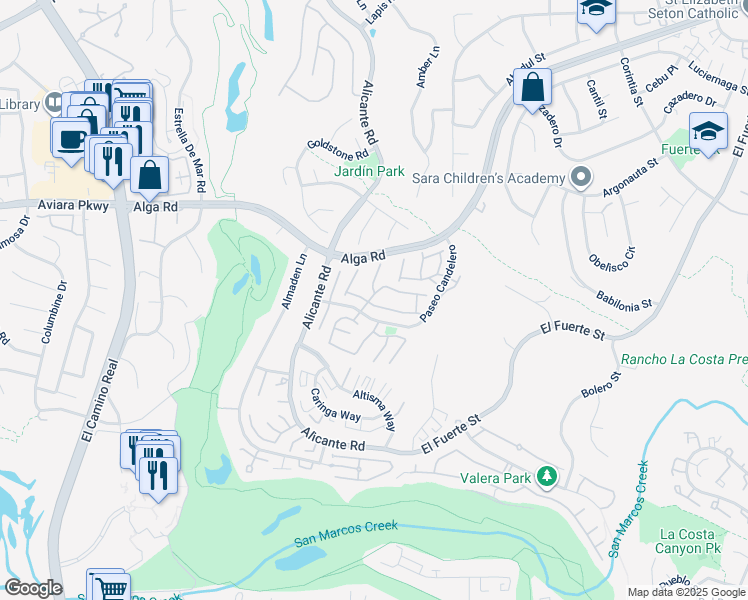 map of restaurants, bars, coffee shops, grocery stores, and more near 2324 Terraza Ribera in Carlsbad