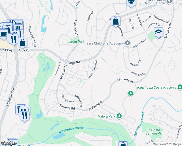 map of restaurants, bars, coffee shops, grocery stores, and more near 2383 Terraza Guitara in Carlsbad