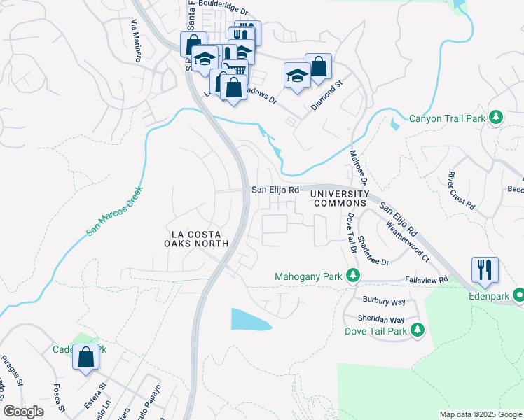 map of restaurants, bars, coffee shops, grocery stores, and more near 2261 Indus Way in San Marcos
