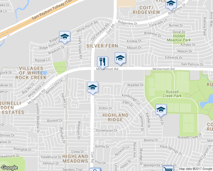 map of restaurants, bars, coffee shops, grocery stores, and more near 3913 Willomet Drive in Plano