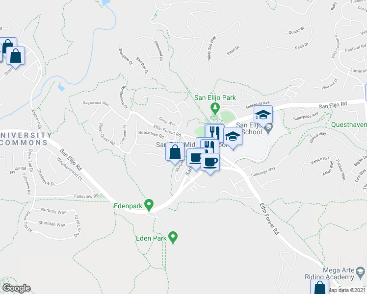 map of restaurants, bars, coffee shops, grocery stores, and more near 1645 Archer Road in San Marcos