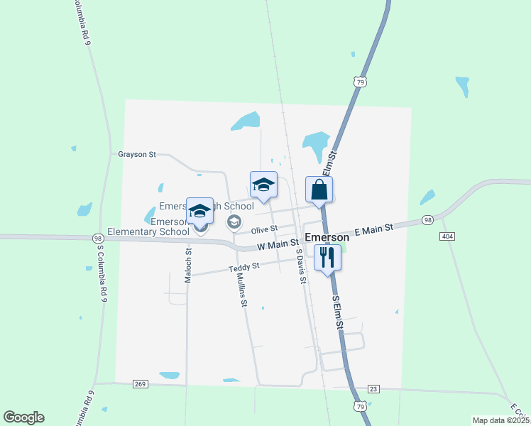 map of restaurants, bars, coffee shops, grocery stores, and more near 400 Church Street in Emerson