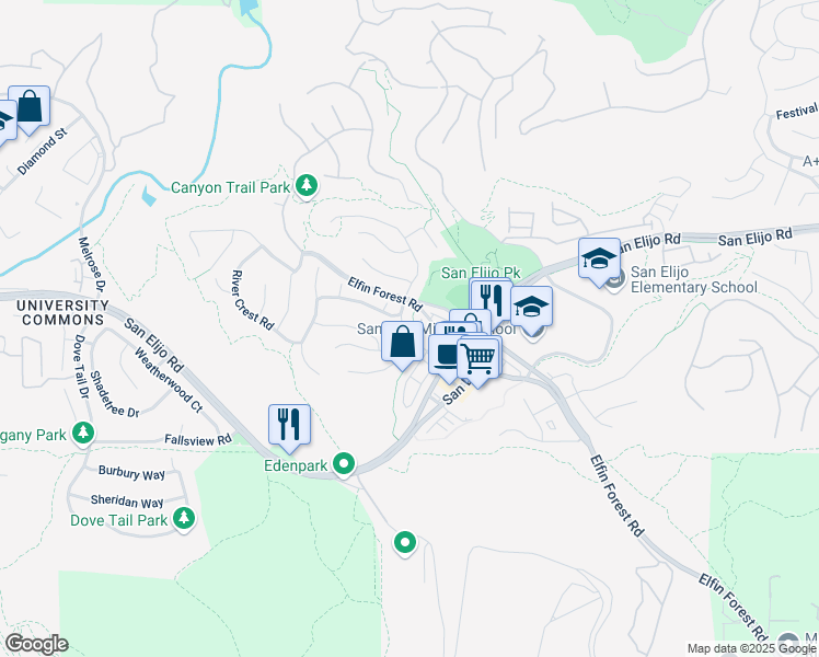 map of restaurants, bars, coffee shops, grocery stores, and more near 1645 Archer Road in San Marcos