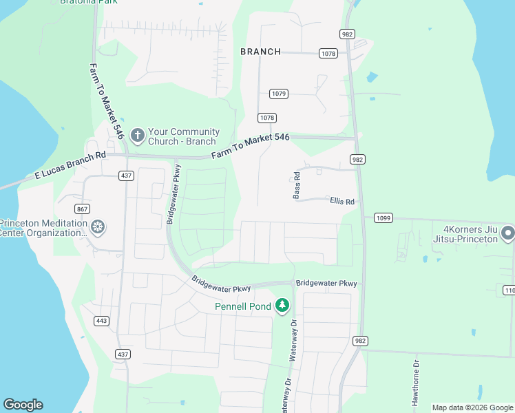 map of restaurants, bars, coffee shops, grocery stores, and more near 5599 Prairie Trail in Princeton