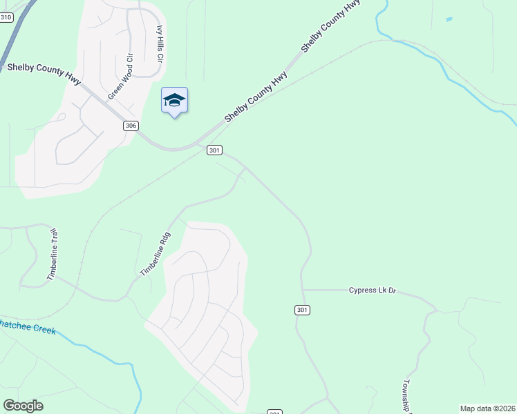 map of restaurants, bars, coffee shops, grocery stores, and more near 300 County Road 301 in Calera