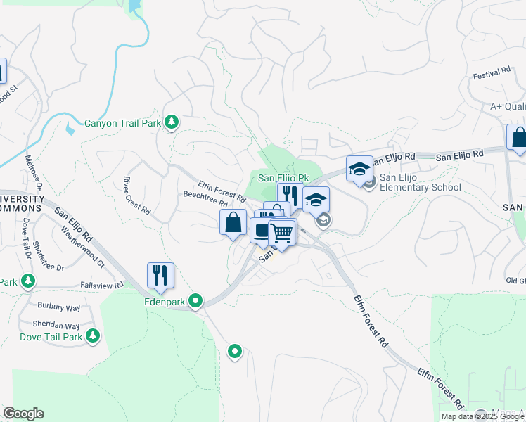 map of restaurants, bars, coffee shops, grocery stores, and more near 1248 San Elijo Road in San Marcos