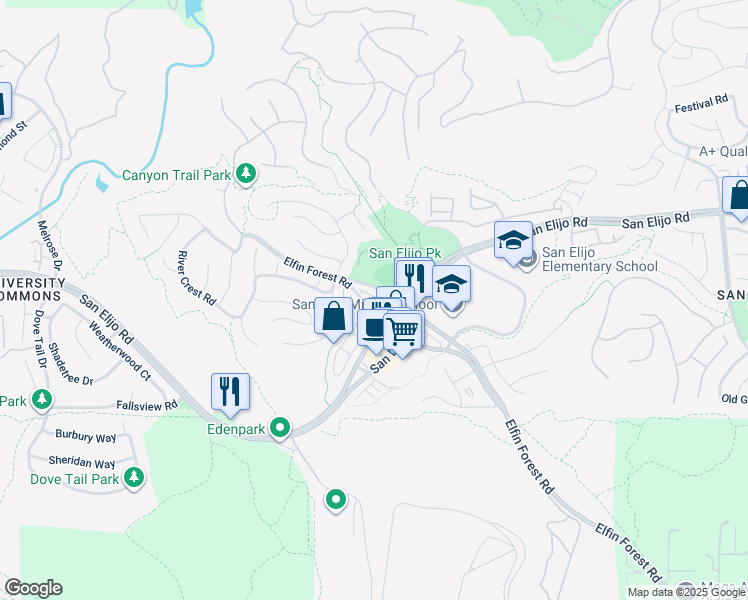 map of restaurants, bars, coffee shops, grocery stores, and more near 1248 San Elijo Road in San Marcos