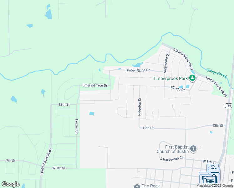map of restaurants, bars, coffee shops, grocery stores, and more near 1025 Summit Drive in Justin