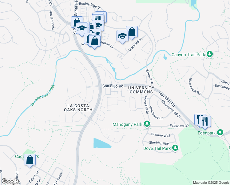 map of restaurants, bars, coffee shops, grocery stores, and more near 2139 Cosmo Way in San Marcos