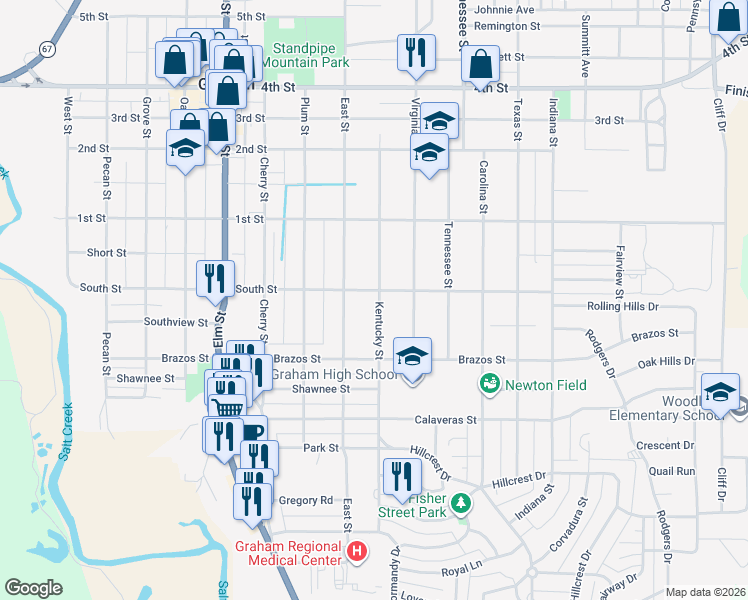 map of restaurants, bars, coffee shops, grocery stores, and more near in Graham