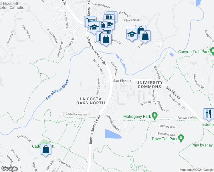 map of restaurants, bars, coffee shops, grocery stores, and more near 7114 Sitio Destino in Carlsbad