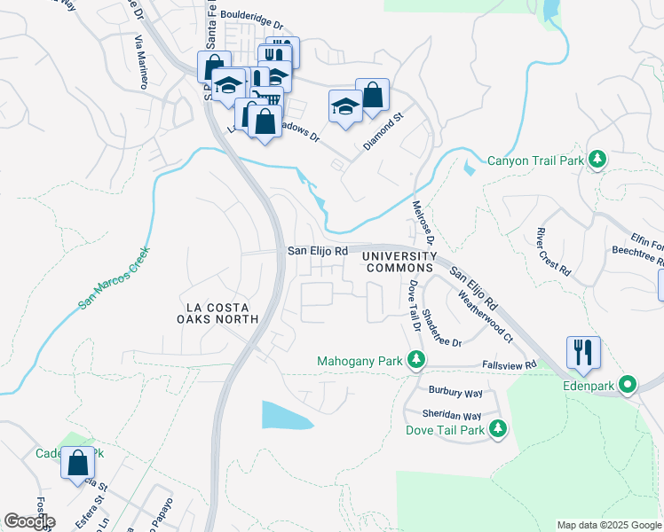 map of restaurants, bars, coffee shops, grocery stores, and more near Lynx Way in San Marcos