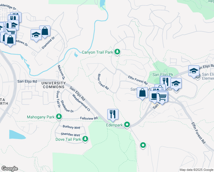 map of restaurants, bars, coffee shops, grocery stores, and more near 2661 Eden Court in San Marcos