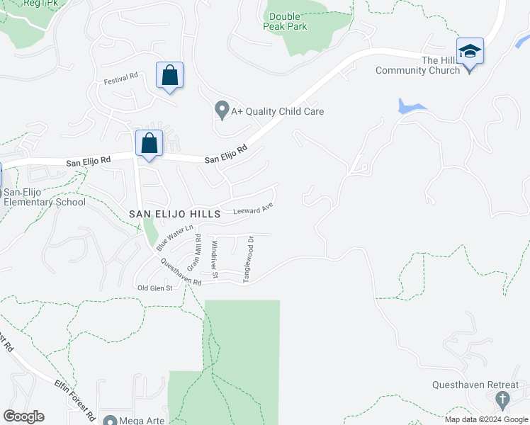 map of restaurants, bars, coffee shops, grocery stores, and more near 731 Leeward Avenue in San Marcos