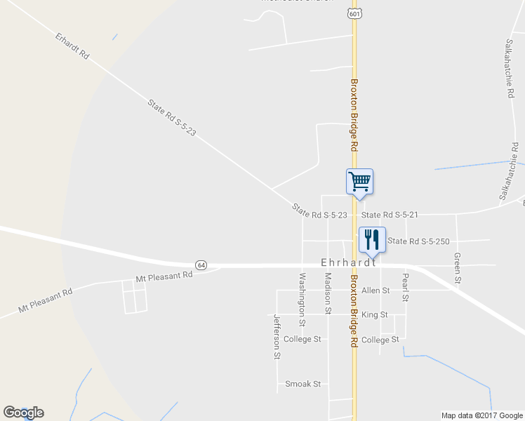 map of restaurants, bars, coffee shops, grocery stores, and more near 6293 Ehrhardt Road in Ehrhardt