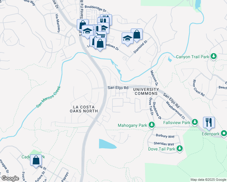 map of restaurants, bars, coffee shops, grocery stores, and more near 2232 Indus Way in San Marcos