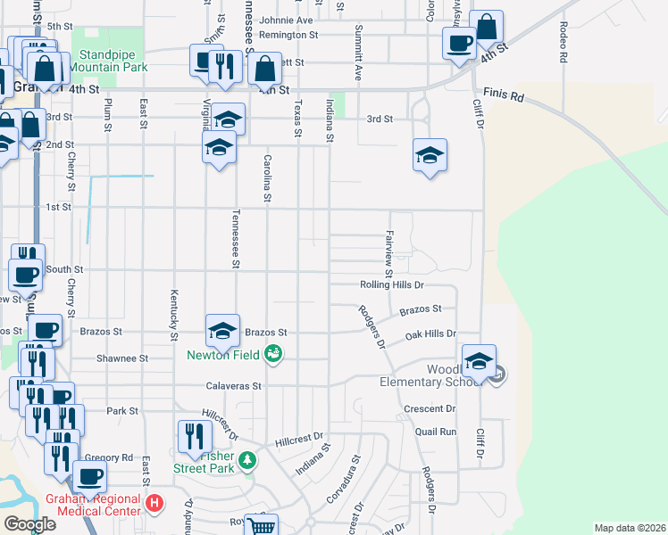 map of restaurants, bars, coffee shops, grocery stores, and more near 1301 Edgewood Avenue in Graham