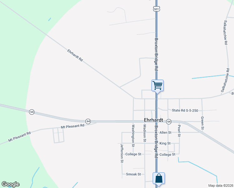 map of restaurants, bars, coffee shops, grocery stores, and more near 6293 Ehrhardt Road in Ehrhardt