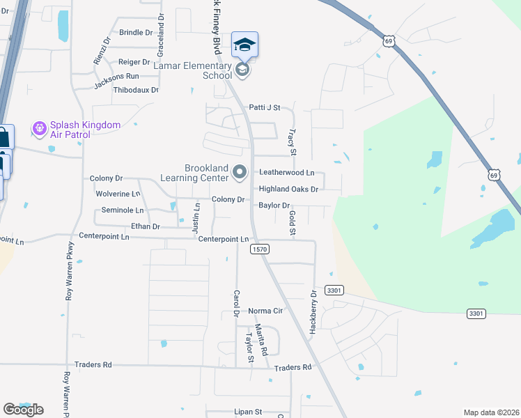 map of restaurants, bars, coffee shops, grocery stores, and more near 505 Highland Oaks Drive in Greenville