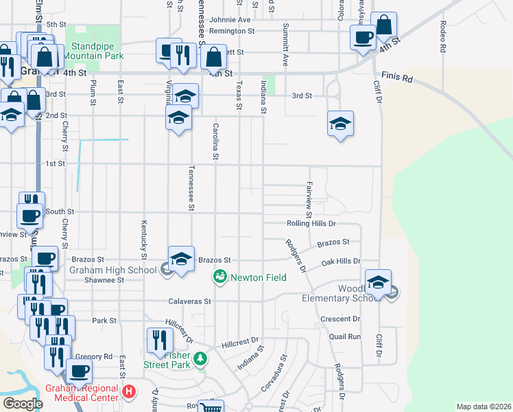 map of restaurants, bars, coffee shops, grocery stores, and more near 1301 Edgewood Avenue in Graham