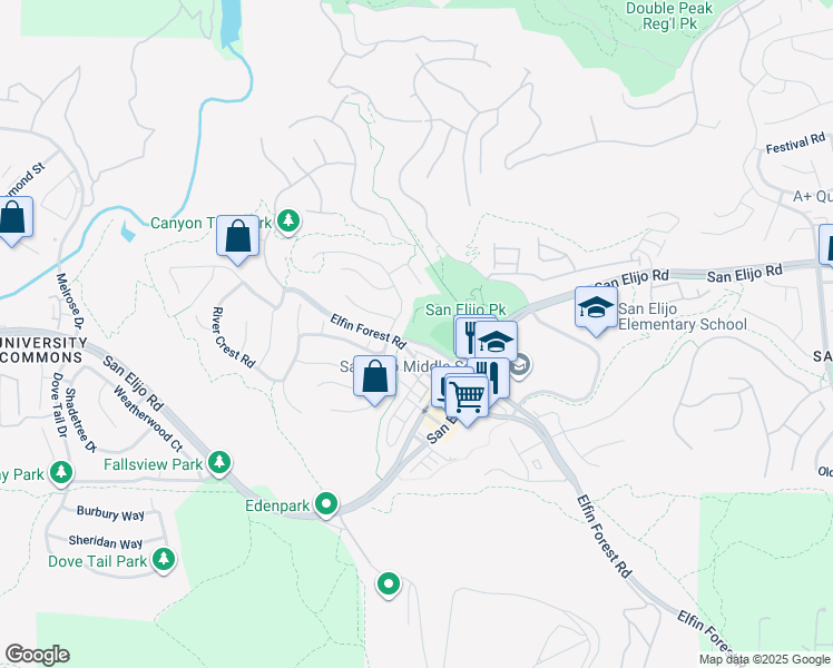 map of restaurants, bars, coffee shops, grocery stores, and more near 1105 Elfin Forest Road in San Marcos