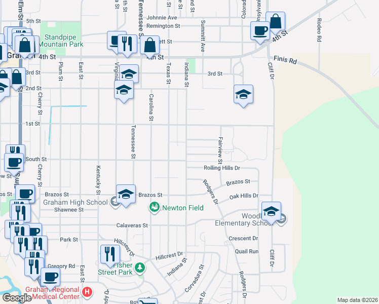 map of restaurants, bars, coffee shops, grocery stores, and more near 1301 Edgewood Avenue in Graham