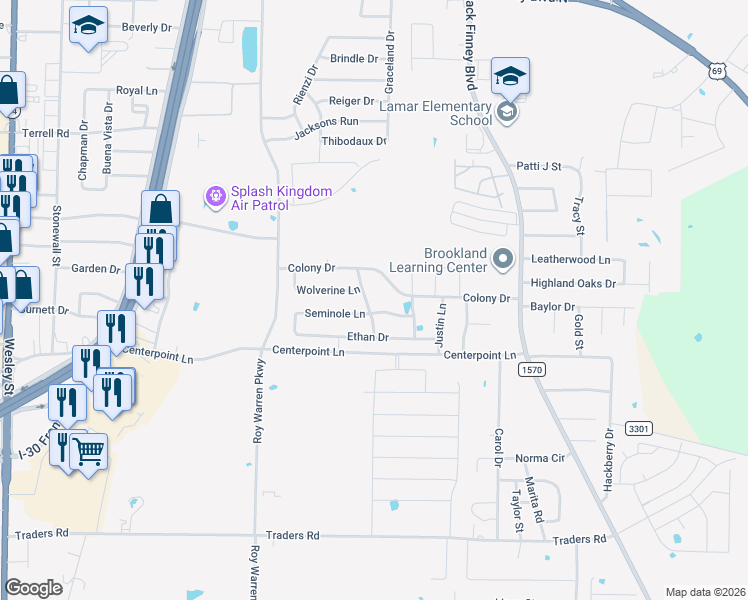 map of restaurants, bars, coffee shops, grocery stores, and more near 6809 Volunteer Drive in Greenville