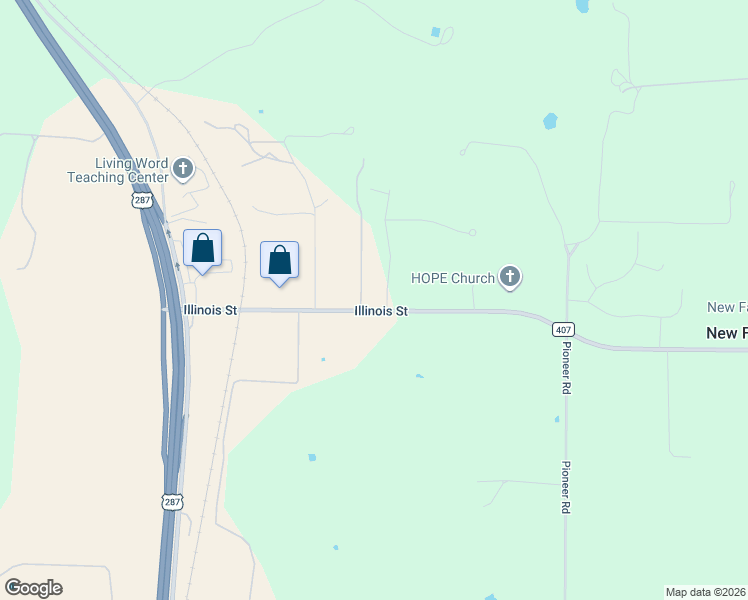 map of restaurants, bars, coffee shops, grocery stores, and more near 109 Sky Way in Rhome