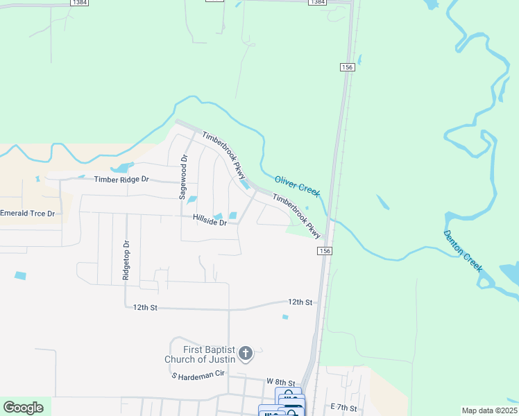 map of restaurants, bars, coffee shops, grocery stores, and more near 237 Spruce Valley Drive in Justin